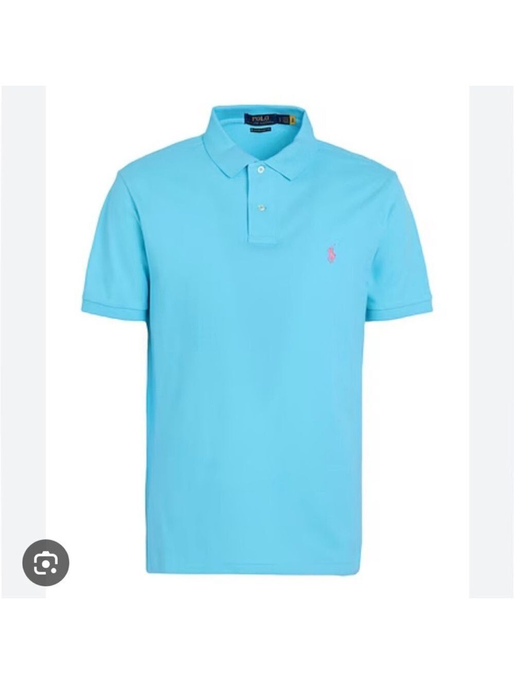 Ralph Lauren Men's Sky Blue Polo with Pink Logo